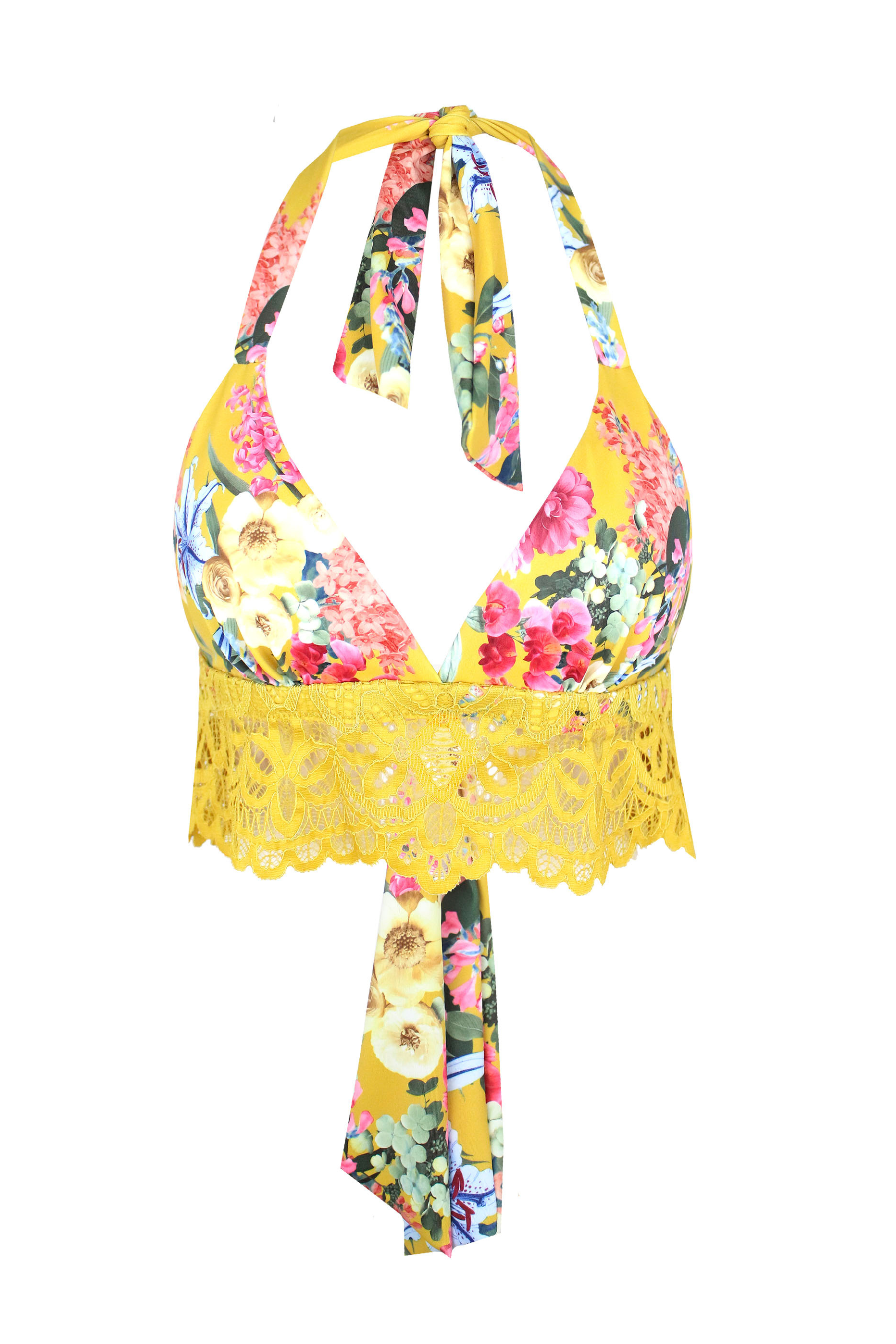 Biustonosz do bikini FLOWERS MUSTARD