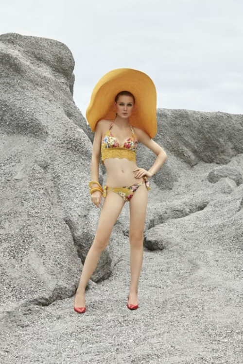 Biustonosz do bikini FLOWERS MUSTARD