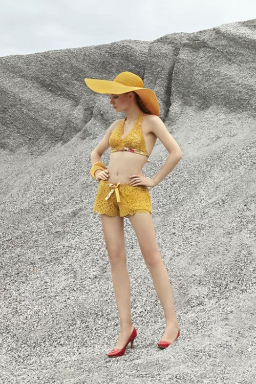 Biustonosz do bikini FLOWERS MUSTARD