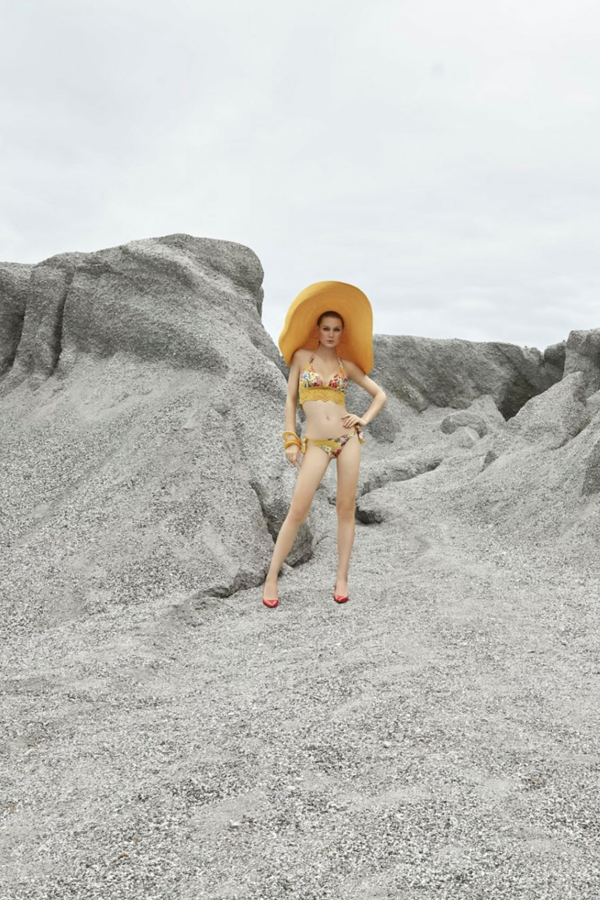 Figi do bikini FLOWERS MUSTARD